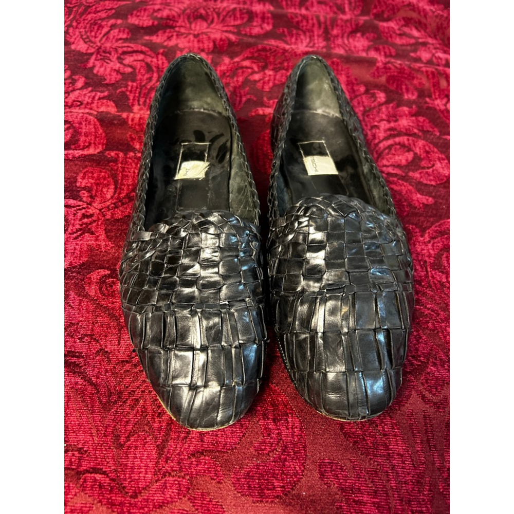 Men’s Italian Moreschi Black Luxury Leather Woven Loafers Size 11 US